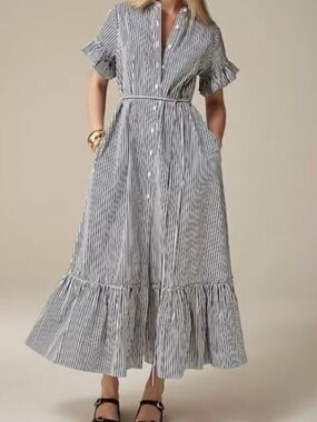 J. Crew | Dresses | J Crew Ruffle Deep Vneck Beach Dress | Poshmark